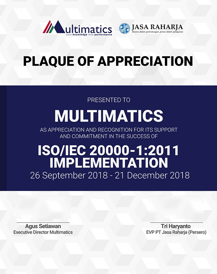 Project Multimatics Implementasi ISO/IEC 20000 Jasa Raharja