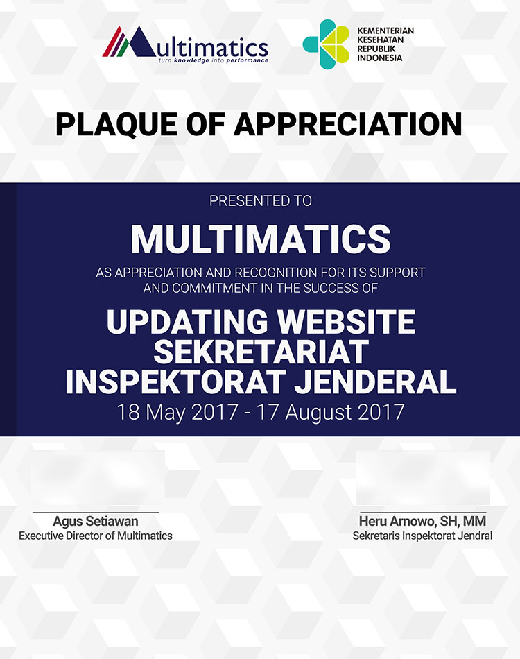 Project Multimatics Updating Website Sekretariat Inspektorat Jenderal Kementerian Kesehatan
