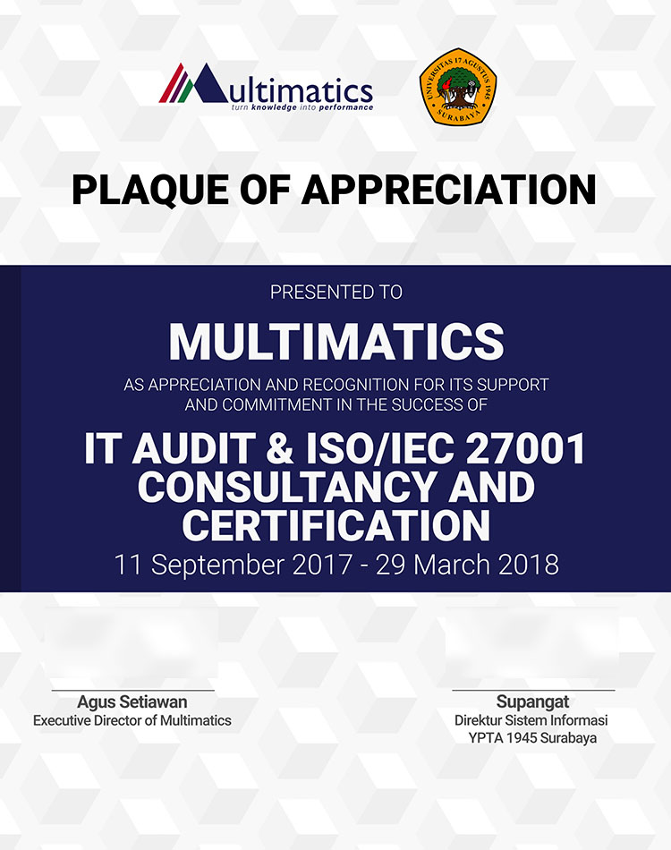 Project IT Audit & ISO/IEC 27001 Universitas 17 Agustus Surabaya